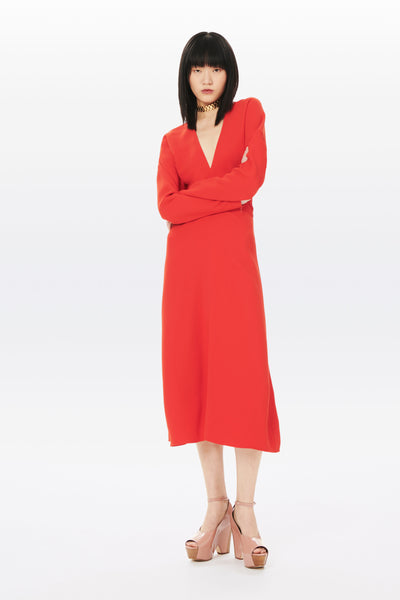 V-neck Dolman Sleeve Midi Dress in ...